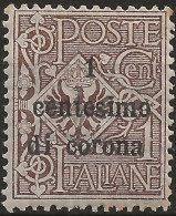 TRTT1NA,1919 Terre Redente - Trento E Trieste, Sassone Nr. 1, Francobollo Nuovo Senza Linguella **/ Ottima Centratura - Trentino & Triest