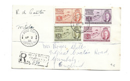 GREAT BRITAIN UNITED KINGDOM ENGLAND COLONIES - BRITISH VIRGIN ISLANDS - 1951 FUL SET ON REGISTERED COVER TO ENGLAND - British Virgin Islands