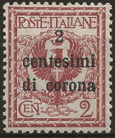 TRTT2NA,1919 Terre Redente - Trento E Trieste, Sassone Nr. 2, Francobollo Nuovo Senza Linguella **/ Ottima Centratura - Trento & Trieste