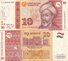 Tajikistan / 10 Somoni / 1999 / P-16(a) / VF - Tajikistan