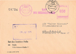 DDR Brief ZKD Afs Rat Des Bezirkes Halle 1971 - Servicio Central De Correos