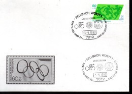 ALLEMAGNE  Lettre  1er Jour Fellbach Wurtt 1   Jo 1980  Cyclisme  Football - Cycling