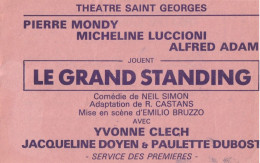 Billet Du Théâtre St Georges Pièce Jouée  " Le Grand Standing " - Toegangskaarten