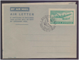 First Anniversary Of India's Republic Was Celebrated On January 26, 1951, Republic Of India Aerogramme Air Letter 1951 - Lettres & Documents