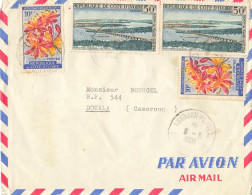 COTE D'IVOIRE YT 193 X2 + PA 26 X2 SUR LETTRE AVION ABIDJAN 6/5/1964 POUR DOUALA CAMEROUN - Ivoorkust (1960-...)