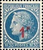 France - Yvert & Tellier N°791 - Type Cérès - N°0678 Surchargé "1F" Rouge - Neuf** NMH - Cote Catalogue 0,20€ - 1945-47 Ceres Of Mazelin