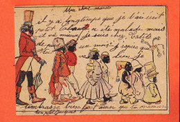 33883 / ⭐ ♥️ Caricature Coloniale Nègre Famille Noire Endimanchée Tampon Tribunal Commerce 1904 à CUSSAC Savigny-Orge   - Ante 1900