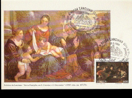 CARTOLINA CON ANNULLO SPECIALE ANNO INTERNAZIONALE DELLA FAMIGLIA FILANXANUM 97 LANCIANO - Madonna