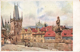 TCHEQUIE - Vue Panoramique - La Porte Du Pont De Prague - Vue Sur Une Statue - Carte Postale Ancienne - Czech Republic