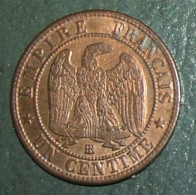 France - Napoléon III - 1 Centime - 1862 BB ( Strasbourg) TTB - 1 Centime