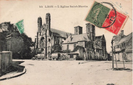 FRANCE - Laon - Vue Générale De L'église Saint Martin - Vue Sur L'entrée - De L'extérieure - Carte Postale Ancienne - Laon