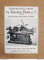 Officine Meccaniche Fonderie Giacinto Festa Torino Tornio 16 Pubblicità Del 1918 - Autres & Non Classés