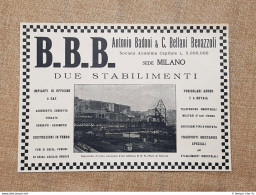 B.B.B. Badoni E Bellani Benazzoli Milano Carico A Genova Pubblicità Del 1918 - Autres & Non Classés