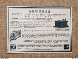 Società Nazionale Del Grammofono Milano Vendita Al Dettaglio Pubblicità Del 1918 - Autres & Non Classés