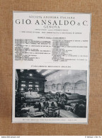 Società Anonima Italiana Gio. Ansaldo Genova Turbine Duilio Pubblicità Del 1918 - Autres & Non Classés