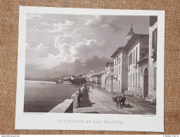 Belgirate Sul Lago Maggiore Piemonte Incisione Di L. Cherbuin Del 1840 Ristampa - Autres & Non Classés