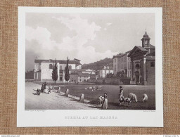 Stresa Sul Lago Maggiore Piemonte Incisione Di L. Cherbuin Del 1840 Ristampa - Sonstige & Ohne Zuordnung