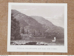 La Villa Pliniana Sul Lago Di Como Incisione Di L. Cherbuin Del 1840 Ristampa - Sonstige & Ohne Zuordnung