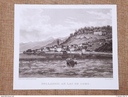 Bellaggio Sul Lago Di Como Incisione Di J.J. Falkeisen Del 1840 Ristampa - Autres & Non Classés