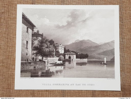 La Villa Sommariva Sul Lago Di Como Incisione Di L. Cherbuin Del 1840 Ristampa - Andere & Zonder Classificatie