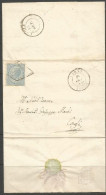 GRIGLIA PONTIFICIA UNICO ANNULLATORE Regno VE2 C.15 Azzurro Isolato Busta Narni (Terni) 14set 1864 X Cagli (PU) - Sardaigne