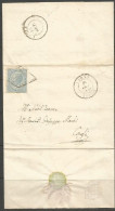 GRIGLIA PONTIFICIA UNICO ANNULLATORE Regno VE2 C.15 Azzurro Isolato Busta Narni (Terni) 14set 1864 X Cagli (PU) - Marcophilia