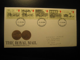 COLCHESTER 1984 Royal Mail Coach Stage Coach Stagecoach FDC Cacnel Cover ENGLAND - Stage-Coaches