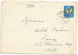 Suisse Pro Juventute 1954 Butterfly C.40+10 Solo Franking CV Birsfelden 23dec1954 To Italy - Covers & Documents