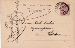 GERMANY EMPIRE 1885 POSTCARD  MiNr P 12 /02 A SENT FROM LEOBSCHUETZ /GŁUBCZYCE/ TO RATIBOR /RACIBÓRZ/ - Covers & Documents