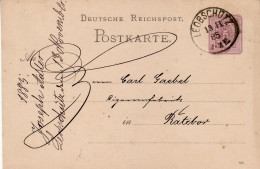 GERMANY EMPIRE 1885 POSTCARD  MiNr P 12 /02 A SENT FROM LEOBSCHUETZ /GŁUBCZYCE/ TO RATIBOR /RACIBÓRZ/ - Cartas & Documentos