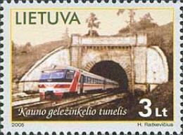 Lithuania Litauen Lituanie 2005 Railway Tunnel In Kaunas Electric Train Stamp MNH - Trains