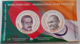 Bangladesh 2024 FIP Stamp Exhibition 2023 Mahatma Gandhi Sheikh Mujibur Rahman Round Odd Shape MS 2v MNH LATE ISSUE - Mahatma Gandhi