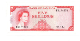 Jamaica 5 Shillings ND 1960 QEII P-51Aa English Motto EF - Jamaica