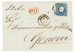 Portugal, 1875, # 44, Para Genova - Lettres & Documents