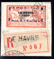 N° 257A (EXPO Le Havre 1929 TB Centrage) Oblitéré SUPERBE Signé: COTE= 1440 € - Gebruikt