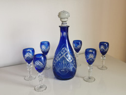 LICORERA Y 6 COPAS – CRISTAL TALLADO - Glass & Crystal