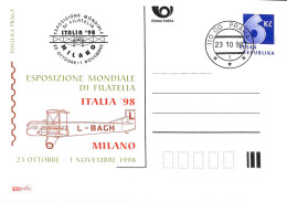 [500408]TB//O/Used-Tchécoslovaquie 1998 - PRAHA, ITALIA'98 Milano, Avions, Transports - Cartes Postales