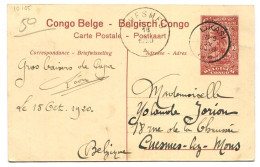Congo Likasi Oblit. Keach 1.1-tDMY Sur Entier Postal Vers Cuesmes Le 19/10/1920 - Covers & Documents