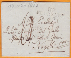 1813 - Département Conquis - Napoleonico - 112 FLORENCE Firenze Sur Lettre En Italien Vers NAPOLI Naples, Sicile - 1792-1815: Départements Conquis