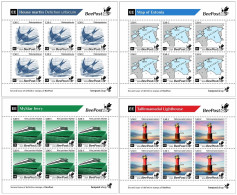 Estonia Estland Estonie 2024 Definitives Birds Map Ship Lighthouse BeePost Set Of 4 Sheetlets MNH - Leuchttürme