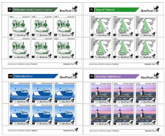 Finland Finnland Finlande 2024 Definitives Birds Map Ship Lighthouse BeePost Set Of 4 Sheetlets MNH - Blocks & Kleinbögen