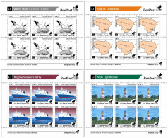 Lithuania Litauen Lituanie 2024 Definitives Birds Map Ship Lighthouse BeePost Set Of 4 Sheetlets MNH - Géographie