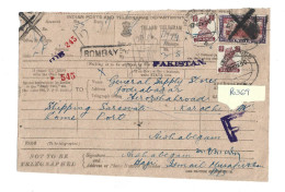 INDIA - 1950 TELEGRAM BOMBAY TO KARACHI PAKISTAN - Briefe U. Dokumente