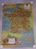 AFFICHE "CREDIT LYONNAIS" Carte De France Des AGENCES - 69x96 - TTB & Rare - Affiches