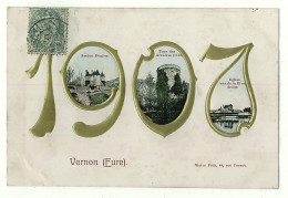 27 - B6005CPA - VERNON - Carte Multivues - Fantaisie Année 1907 - Bon état - EURE - Vernon