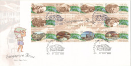 Singapore FDC 21-6-2000 The Singapore River Centenary Complete Set Of 10 In A Block With Cachet - Singapore (1959-...)