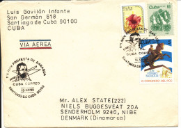 Cuba Cover Sent To Denmark Santiago De Cubas 15-3-1993 Special Postmark 150th Anniversary Baragua Protest - Lettres & Documents