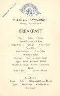 P&O RMS Rawalpindi Indian Ship Antique 1936 Breakfast Menu - Menus