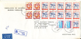 Yugoslavia Registered Cover Sent Air Mail To Denmark 3-3-1992 Topic Stamps (from The Embassy Of Mexico Belgrade) - Storia Postale