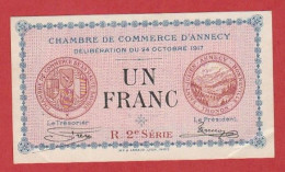 Haute-Savoie - Chambre De Commerce D'Annecy - Un Franc (2e Série) 1917 - Camera Di Commercio